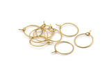 15mm Earring Hoops, 50 Raw Brass Earring Wires  (15x0.70mm) E353