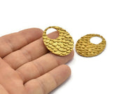 Brass Oval Pendant, 2 Raw Brass Fish Scale Textured Pendants, Charms, Earrings, Findings (32x27.5mm) E401