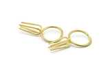 Claw Ring Settings, 2 Raw Brass Ring Blanks With 4 Claw For Natural Stones E634