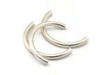 Antique Silver Noodle Tubes, 2 Antique Silver Plated Semi Circle Curved Tube Beads (4x45mm) D0264 H0223