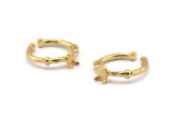 Gold Ring Settings, 2 Gold Plated Brass Adjustable 4 Claw Ring - Ring Stone Setting - Pad Size 4x6mm N1554