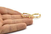 Gold Ring Settings, 2 Gold Plated Brass Adjustable 4 Claw Ring - Ring Stone Setting - Pad Size 4x6mm N1554