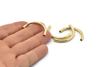 Gold Noodle Tubes - 5 Gold Plated Brass Semi Circle Curved Tube Beads (3x35mm) D0263 q0031