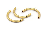 Gold Noodle Tubes - 2 Gold Plated Brass Semi Circle Curved Tube Beads (4x45mm) D0264 Q0030