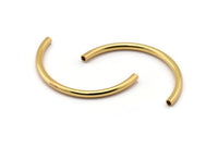 Gold Curved Tubes, 2 Gold Plated Brass Semi Circle Curved Tube Beads (3.5x55mm) D0265 Q0029