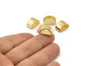 Gold Half Moon, 5 Gold Plated Semi Circle Thick Cut Connectors, Bracelet Finding, Bracelet Charm (8x16x0.8x0.8mm) D0143 Q0016