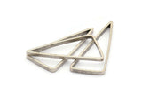 Antique Silver Triangle Charm, 12 Antique Silver Plated Brass Open Triangles, Charms, Findings (30x33x15mm) BS 1148 H0418