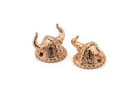 Rose Gold Vikings&#39; Helmet, 2 Rose Gold Plated Brass Helmet Bracelet Parts (15x12.5mm) N0427 Q0106