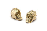 Gold Skull Head, 1 Gold Plated Brass Skull Head Bracelet Part (19x11x12.5mm) N0426 Q092