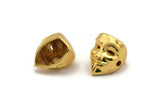 Gold Vendetta Mask, 2 Gold Plated Brass Vendetta Bracelet Parts (14.5x13x11mm) N0425 Q0107