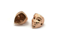 Rose Gold Vendetta Mask , 4 Rose Gold Plated Brass Vendetta Bracelet Parts (14.5x13x11mm) N0425 Q0107