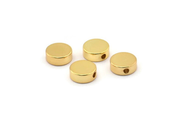 Gold Spacer Bead , 8 Gold Plated Brass Spacer Beads, Spacer Connectors, Round Beads (8x2.7mm) D0128 Q0153