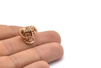 Rose Gold Skull With Horns, 2 Rose Gold Plated Brass Skull Head Bracelet Parts (11.5x19mm) N0372 Q0163