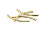 Curved Tube Beads, 12 Gold Plated Brass Curved Tubes (2x40mm) Bs 1405 Q0375