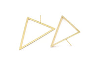 Gold Triangle Earring, 2 Gold Plated Brass Triangle Stud Earrings (53x53x40mm) Bs-1307 A1284 Q0284