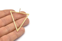 Gold Triangle Earring, 2 Gold Plated Brass Triangle Stud Earrings (53x53x40mm) Bs-1307 A1284 Q0284