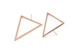 Rose Gold Triangle Earring, 2 Rose Gold Plated Brass Triangle Stud Earrings (53x53x40mm) Bs-1307 A1284 Q0284