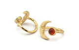 Gold Ring Settings, Gold Plated Brass Moon And Planet Ring With 1 Stone Setting - Pad Size 6mm N1495