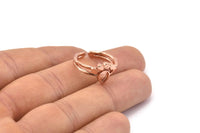 Rose Gold Ring Setting, 2 Rose Gold Plated Brass Drop Rings With 1 Stone Setting - Pad Size 6x4mm D0214 Q0646