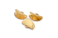 Gold Ribbon Crimp, 12 Gold Plated Brass Ribbon Crimp Ends With 1 Loop, Findings (13x8mm) D1164 Q0880