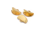 Gold Ribbon Crimp, 12 Gold Plated Brass Ribbon Crimp Ends With 1 Loop, Findings (13x8mm) D1164 Q0880