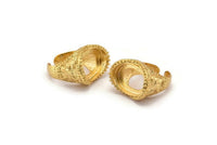 Duke Ring Settings - Gold Plated Brass Duke Adjustable Ring Setting with Pad Size (13x18mm) E389 Q0544