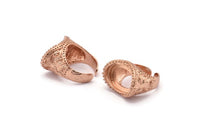 Duke Ring Settings - Rose Gold Plated Brass Duke Adjustable Ring Setting with Pad Size (13x18mm) E389 Q0544