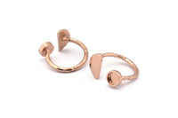 Rose Gold Ring Settings, Rose Gold Plated Brass Moon And Planet Ring With 1 Stone Setting - Pad Size 6mm R053 Q0604