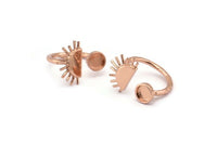 Rose Gold Ring Settings, Rose Gold Plated  Brass Moon And Planet Ring With 1 Stone Setting - Pad Size 6mm R054 Q0605