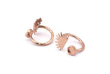 Rose Gold Ring Settings, Rose Gold Plated  Brass Moon And Planet Ring With 1 Stone Setting - Pad Size 6mm R054 Q0605