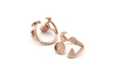 Rose Gold Ring Settings, Rose Gold Plated  Brass Moon And Planet Ring With 1 Stone Setting - Pad Size 8mm R051 Q0606