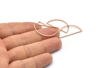 Rose Gold Half Moon, 8 Brass Rose Gold Plated Semi Circle Connectors (15x30x0.80mm) D1280 Q0900