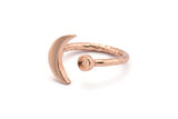 Rose Gold Ring Settings, 2 Rose Gold Plated Brass Moon And Planet Ring With 1 Stone Setting - Pad Size 3mm N1020 Q0954