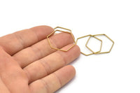 Hexagon Ring Charm, 50 Raw Brass Hexagon Shaped Ring Charms (25x0.6x0.9mm) BS 1206