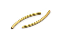 Brass Noodle Tube, 24 Raw Brass Curved Tubes (3x50mm) Bs 1410