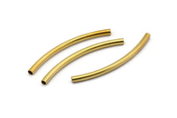 Brass Noodle Tube, 24 Raw Brass Curved Tubes (3x50mm) Bs 1410