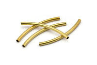 Brass Noodle Tube, 24 Raw Brass Curved Tubes (3x50mm) Bs 1410