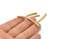 Brass Noodle Tube, 24 Raw Brass Curved Tubes (3x50mm) Bs 1410