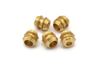 12 Raw Brass Industrial Hexagon Tubes, Spacer Beads, Findings (10x10mm)  D0077