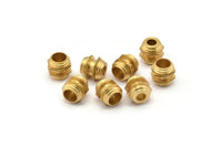 12 Raw Brass Industrial Hexagon Tubes, Spacer Beads, Findings (10x10mm)  D0077