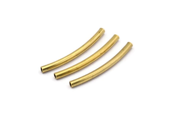 Raw Brass Tube, 50 Raw Brass Curved Tube (2x25mm) D0202