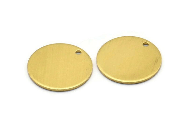 Shiny Brass Round Tag, 12 Raw Brass Stamping Tags (20x1mm) D0382--n0661