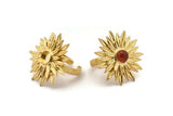 Gold Ring Settings,  Gold Plated Brass Adjustable Sunflower Rings - Pad Size 6mm N0739 Q0474