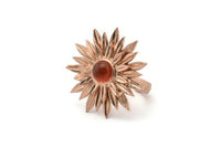 Rose Gold Ring Settings,  Rose Gold Plated Brass Adjustable Sunflower Rings - Pad Size 6mm N0739 Q0474