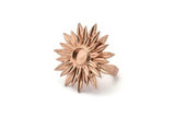 Rose Gold Ring Settings,  Rose Gold Plated Brass Adjustable Sunflower Rings - Pad Size 6mm N0739 Q0474