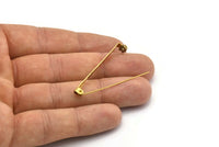 Brass Brooch Pin, 20 Raw Brass Brooch Pin Back Base Safety Pins With 3 Holes (45x4.60mm) D0427