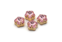 3 Gold Plated Light Rose Swarovski Rhinestone Prong Setting 10 Mm Y300 Y028