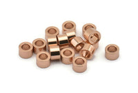 Industrial Spacer Bead, 6 Rose Gold Plated Brass Industrial Tubes, Spacer Beads, Findings (7x4.5mm) Bs 1348