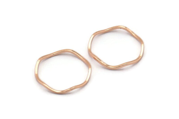 Rose Gold Circle Rings, 24 Rose Gold Lacquer Plated Brass Wavy Circle Rings, Charms (17x0.8x0.8mm) E189 Q0333