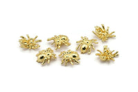 Gold Spider Pendant, 3 Gold Plated Spider Bracelet Finding, Pendants, Necklace Findings (14x13mm) N0353 Q0064